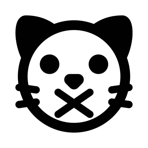 Gato Cara Boca Cruzada Para Prohibido Hablar Expresión Emoji — Vector de stock