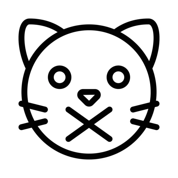 Gato Cara Boca Cruzada Para Prohibido Hablar Expresión Emoji — Vector de stock