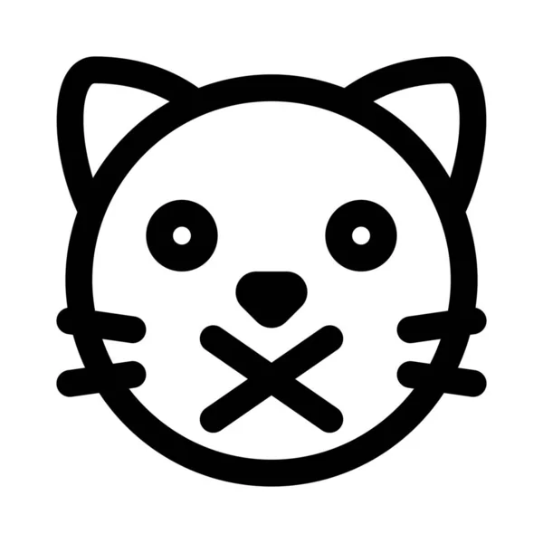 Στόμα Πρόσωπο Γάτα Σταυρώθηκε Για Την Απαγορευμένη Έκφραση Emoji Ομιλία — Διανυσματικό Αρχείο
