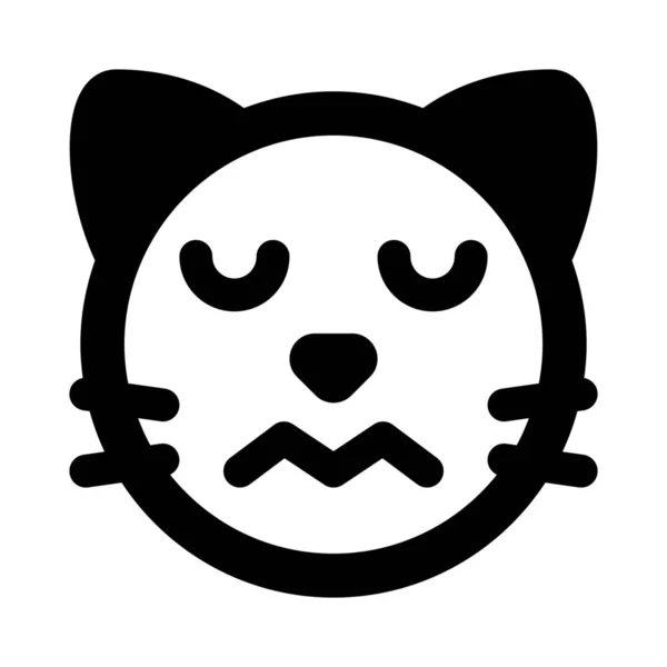Sad Cat Eyes Closed Confounded Emoji — 스톡 벡터