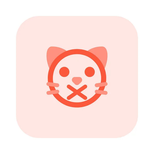 Kočičí Tvář Ústa Zkřížené Pro Zakázané Mluvení Výraz Emoji — Stockový vektor