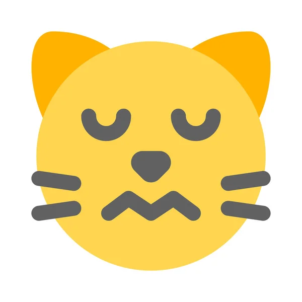 Gato Triste Com Olhos Fechados Emoji Confuso — Vetor de Stock