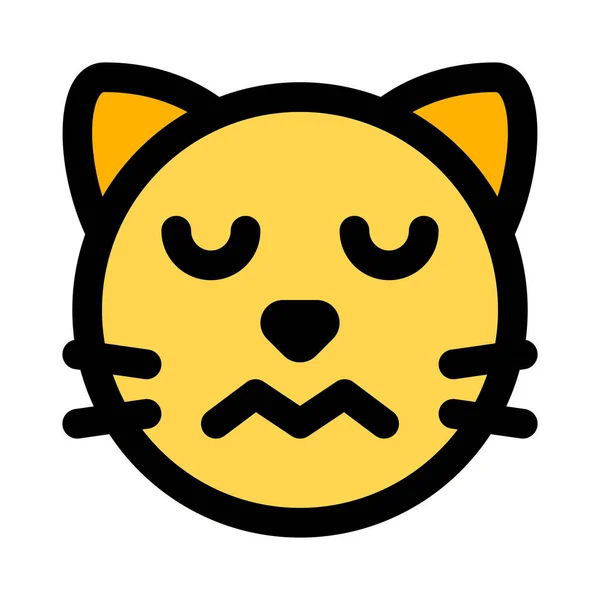 Droevige Kat Met Gesloten Ogen Verwarde Emoji — Stockvector