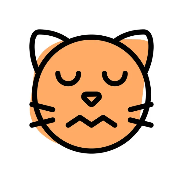 Gato Triste Com Olhos Fechados Emoji Confuso — Vetor de Stock