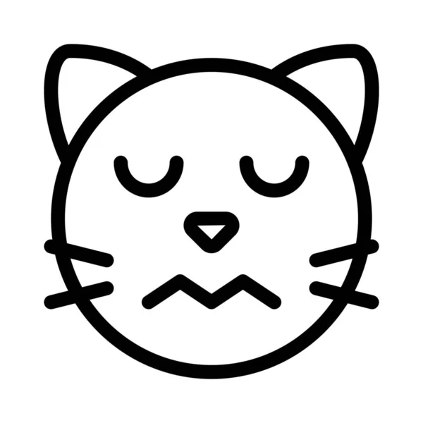 Gato Triste Con Los Ojos Cerrados Emoji Confundido — Vector de stock