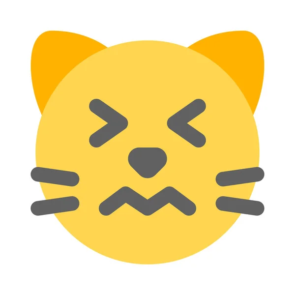 Cat Eyes Closed Confounded Pictorial Representation Emoticon — ストックベクタ