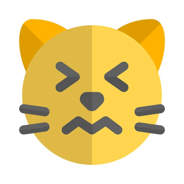 Olhos Gato Fechados Com Emoticon Representação Pictórica Confuso — Vetor de Stock