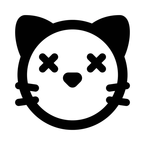 Faccia Gattino Senza Bocca Con Gli Occhi Incrociati Emoji — Vettoriale Stock