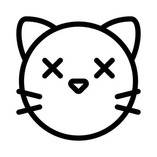 Cara Gatito Sin Boca Con Los Ojos Cruzados Emoji — Vector de stock