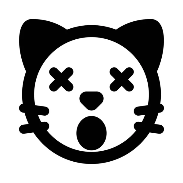 Expressão Facial Gato Confuso Com Olhos Cruzados Emoticons Boca Aberta — Vetor de Stock