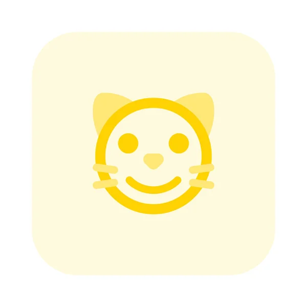 Uśmiechnięty Kot Twarz Emotikon Dzielone Internecie — Wektor stockowy
