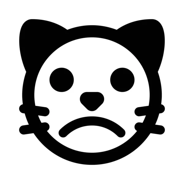 Triste Dolor Gato Cara Representación Pictórica Chat Emoticono — Archivo Imágenes Vectoriales