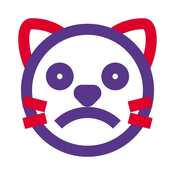 Triste Gatto Doloroso Faccia Rappresentazione Pittorica Chat Emoticon — Vettoriale Stock