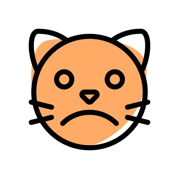 Triste Gatto Doloroso Faccia Rappresentazione Pittorica Chat Emoticon — Vettoriale Stock