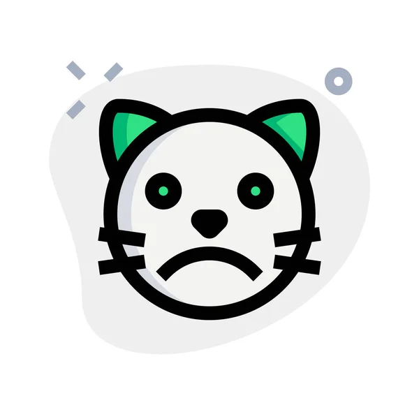 Triste Gatto Doloroso Faccia Rappresentazione Pittorica Chat Emoticon — Vettoriale Stock