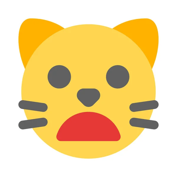 Gato Emoji Frunciendo Ceño Representación Pictórica Con Boca Abierta — Archivo Imágenes Vectoriales