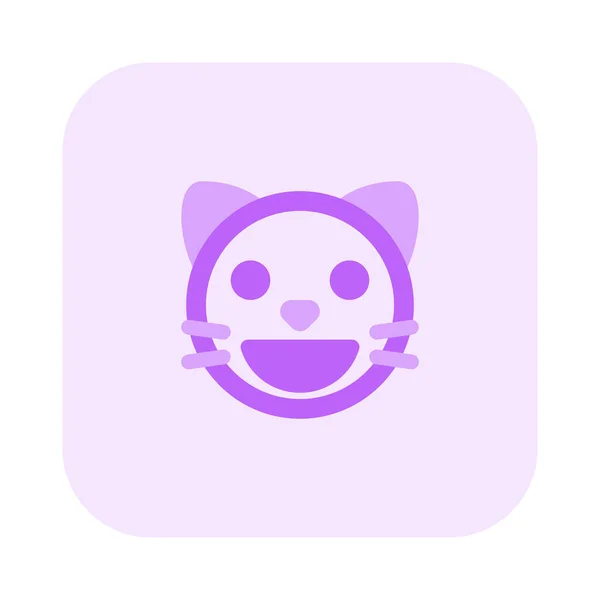 Kočičí Šklebící Výraz Obličeje Otevřenými Ústy — Stockový vektor