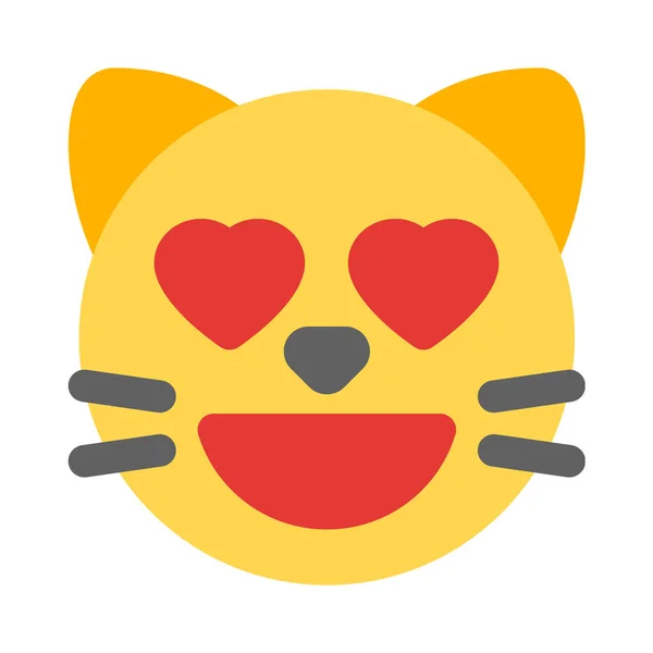 Corazón Adorable Ojos Emoji Sonriente Gato Cara — Archivo Imágenes Vectoriales