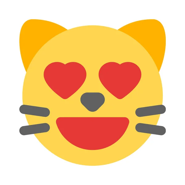 Liebenswertes Herz Augen Emoji Lächelndes Katzengesicht — Stockvektor