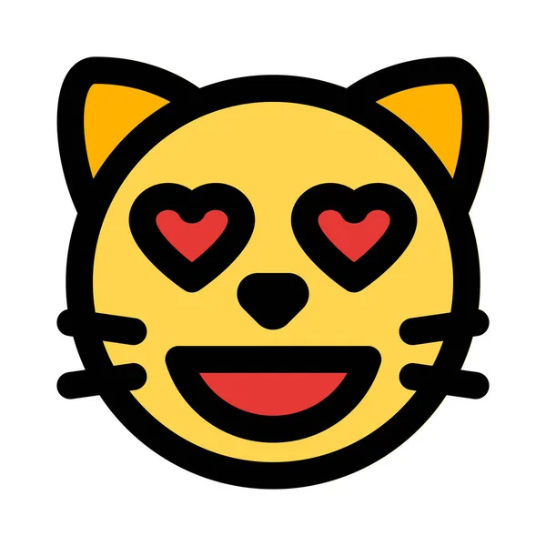 Liefdevolle Hart Ogen Emoji Glimlachende Kat Gezicht — Stockvector