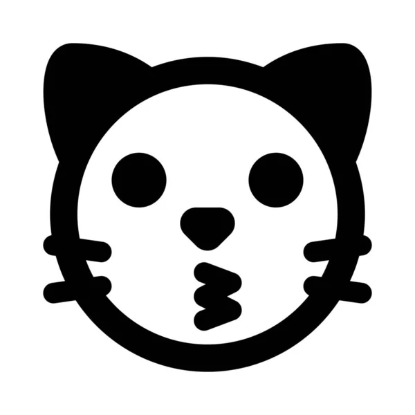 Cara Gato Emoji Soplando Beso Expresión Facial — Vector de stock