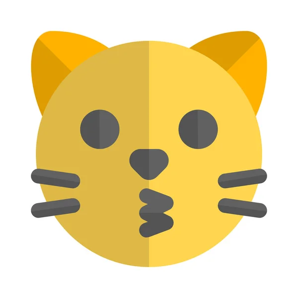 Gato Rosto Emoji Soprando Beijo Expressão Facial — Vetor de Stock