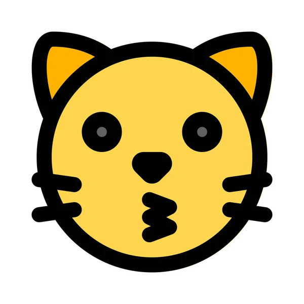 Cara Gato Emoji Soplando Beso Expresión Facial — Vector de stock