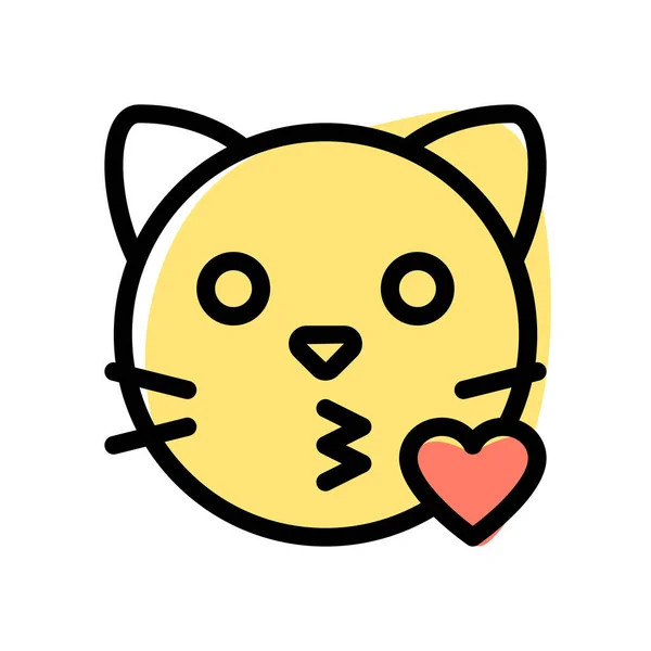 Kitty Blowing Kiss Heart Love Expression — стоковый вектор