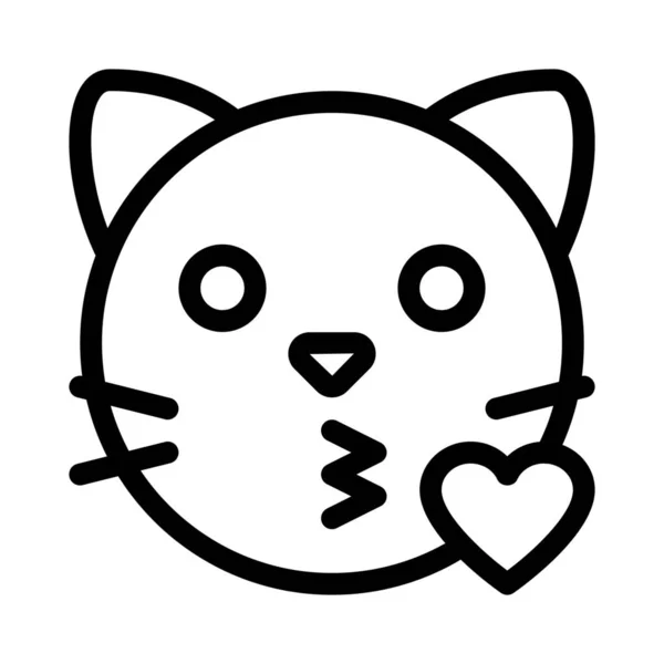 Kitty Fúj Egy Csókot Szívvel Szerelem Kifejezés — Stock Vector