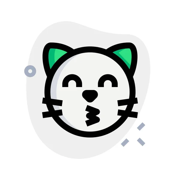 Całowanie Kotek Twarzy Wyrażenie Emoji Dzielone Internecie — Wektor stockowy