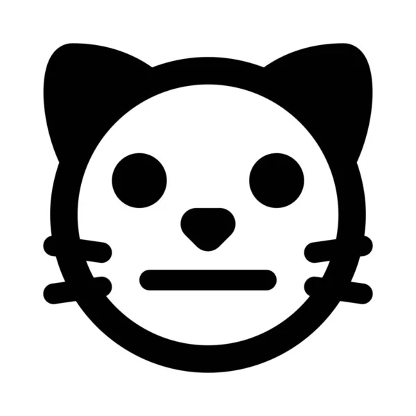 Emoji Cara Gato Neutro Con Expresión Boca Plana — Vector de stock