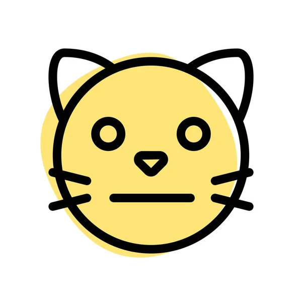 Neutral Cat Face Emoji Flat Mouth Expression — 스톡 벡터