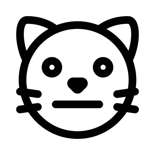 Emoji Facial Neutro Gato Com Expressão Boca Plana — Vetor de Stock