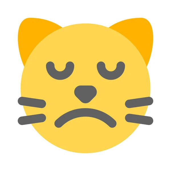 Triste Volto Rappresentazione Pittorica Gatto Emoji Chat — Vettoriale Stock