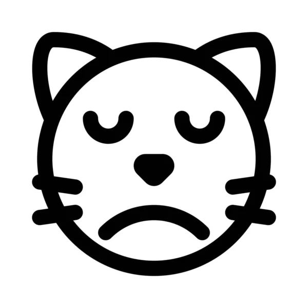 Triste Volto Rappresentazione Pittorica Gatto Emoji Chat — Vettoriale Stock