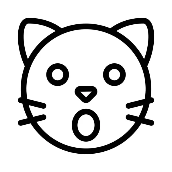 Emoticono Expresión Choque Gato Con Boca Abierta Ancha — Vector de stock