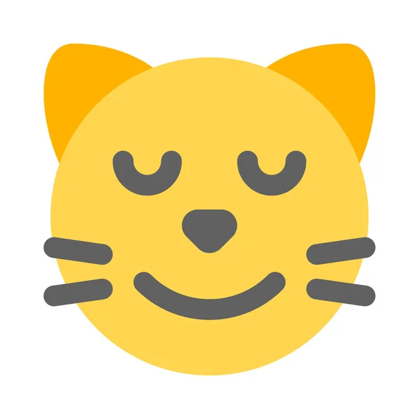 Viso Gatto Sorridente Con Gli Occhi Chiusi Emoji — Vettoriale Stock