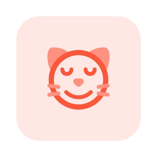 Viso Gatto Sorridente Con Gli Occhi Chiusi Emoji — Vettoriale Stock