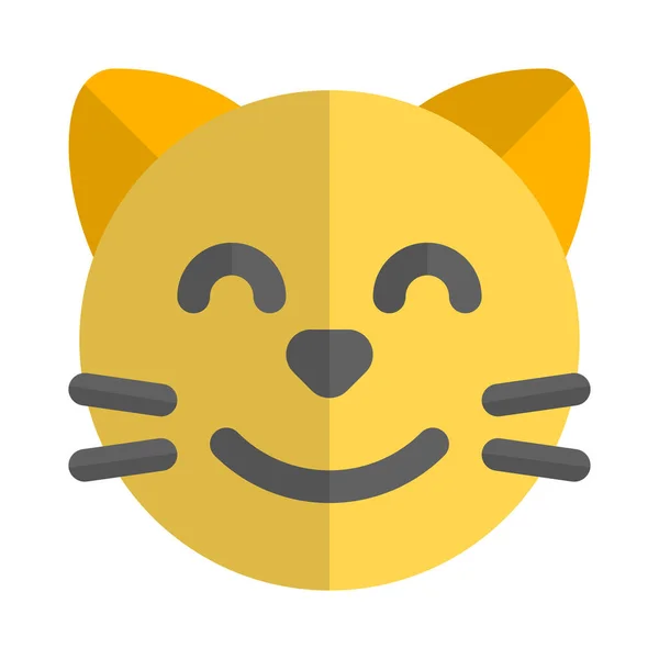 Eyes Closed Cat Smiling Emoji Chat — стоковый вектор