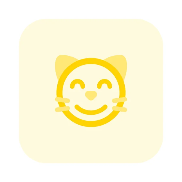 Eyes Closed Cat Smiling Emoji Chat — ストックベクタ