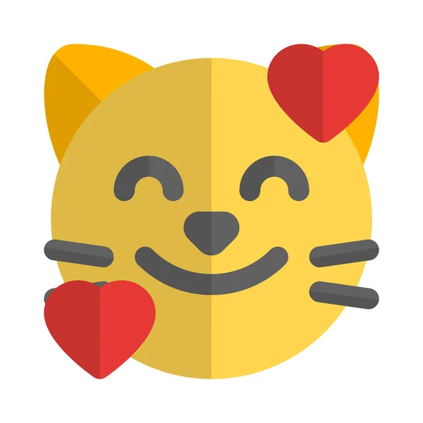 Cat Smile Heart Revolving Face Emoticon — стоковый вектор