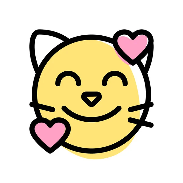 Cat Smile Heart Revolving Face Emoticon — стоковый вектор