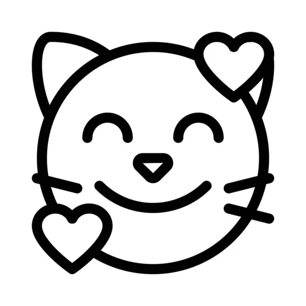 顔の感情を中心に回転する心の猫の笑顔 — ストックベクタ