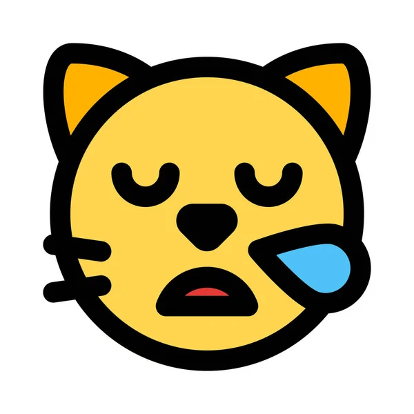 Cansado Emoji Rosto Gato Com Gota Suor —  Vetores de Stock