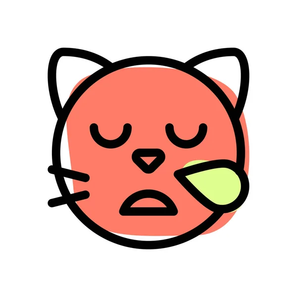 Tired Cat Face Emoji Sweat Drop — ストックベクタ