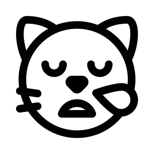 Müdes Katzengesicht Emoji Mit Schweißtropfen — Stockvektor