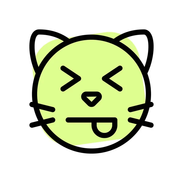 Emoticon Gato Squint Com Olhos Fechados Tounge Out — Vetor de Stock