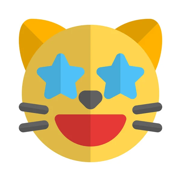 Star Struck Eyes Happy Cat Emoticon Shared Internet — стоковый вектор