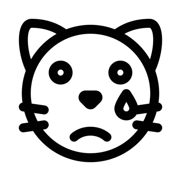 Cat Tear Drop Weeping Emoji Shared Messenger — Stock Vector