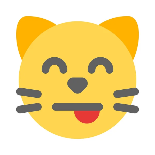 Schielende Katze Emoticon Und Tounge Out Gesichtsausdruck — Stockvektor